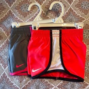 2 pairs Nike toddler running shorts pink and grey size 2t